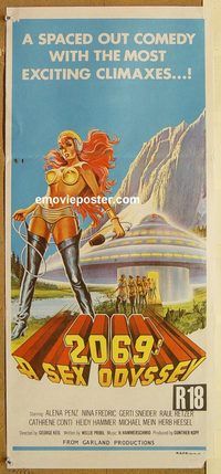 q172 2069 A SEX ODYSSEY Australian daybill movie poster '74 sci-fi sex!