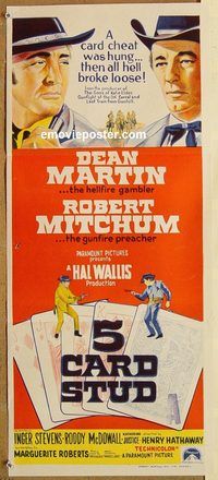 q177 5 CARD STUD Australian daybill movie poster '68 Dean Martin, Mitchum