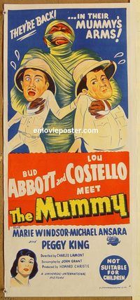 p001 ABBOTT & COSTELLO MEET THE MUMMY Australian daybill movie poster '55