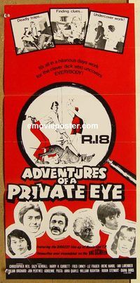 p007 ADVENTURES OF A PRIVATE EYE Australian daybill movie poster '77 sexy!