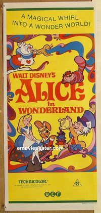 p022 ALICE IN WONDERLAND Australian daybill movie poster R74 Walt Disney