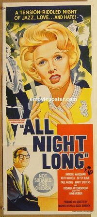 p025 ALL NIGHT LONG Australian daybill movie poster '61 Attenborough