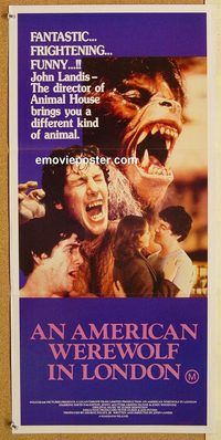 p037 AMERICAN WEREWOLF IN LONDON Australian daybill movie poster '81 Landis