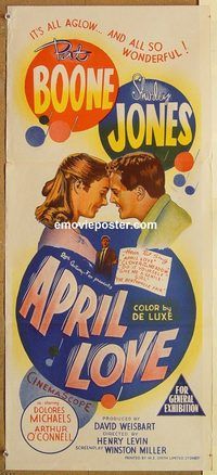 p048 APRIL LOVE Australian daybill movie poster '57 Pat Boone, Shirley Jones
