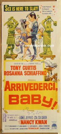p051 ARRIVEDERCI BABY Australian daybill movie poster '66 Curtis, Gabor