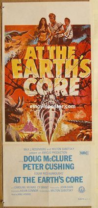 p055 AT THE EARTH'S CORE Australian daybill movie poster '76 Peter Cushing