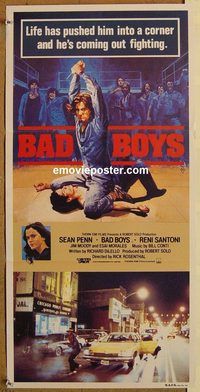 p063 BAD BOYS Australian daybill movie poster '83 Sean Penn, Reni Santoni