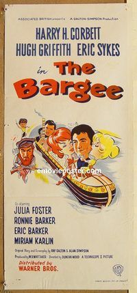 p069 BARGEE Australian daybill movie poster '64 English boat comedy!