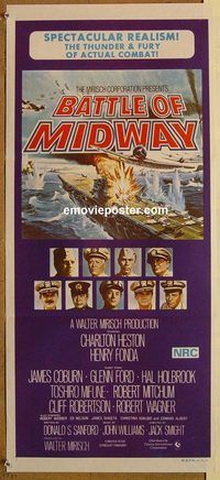 p664 MIDWAY Australian daybill movie poster '76 Charlton Heston, Henry Fonda