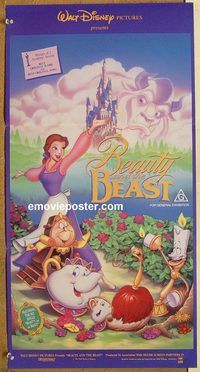 p080 BEAUTY & THE BEAST Australian daybill movie poster '91 Walt Disney