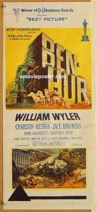 p084 BEN HUR Australian daybill movie poster '60 Charlton Heston, Boyd