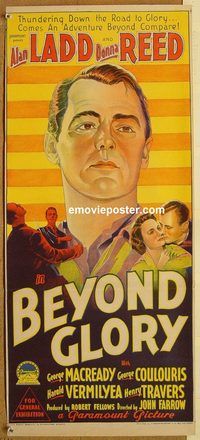 p091 BEYOND GLORY Australian daybill movie poster '48 Alan Ladd, Donna Reed