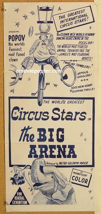 p093 BIG ARENA Australian daybill movie poster '60s circus stars!