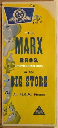p097 MGM Australian stock daybill movie poster '50s Marx Brothers, Martin, Big Store!