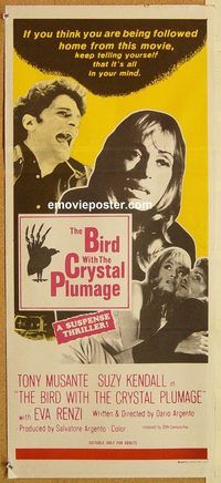 p103 BIRD WITH THE CRYSTAL PLUMAGE Australian daybill movie poster '70