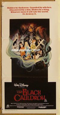 p105 BLACK CAULDRON Australian daybill movie poster '85 P. Wensel artwork!