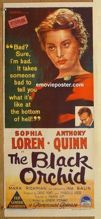 p109 BLACK ORCHID Australian daybill movie poster '59 Anthony Quinn, Loren