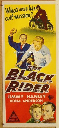 p110 BLACK RIDER Australian daybill movie poster '54 English crime!
