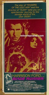 p114 BLADE RUNNER Australian daybill movie poster '82 Harrison Ford, Hauer