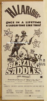 p116 BLAZING SADDLES Australian daybill movie poster R70s Mel Brooks!