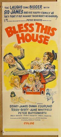 p118 BLESS THIS HOUSE Australian daybill movie poster '72 English sex!