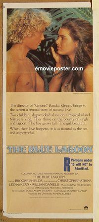 p123 BLUE LAGOON Australian daybill movie poster '80 Brooke Shields