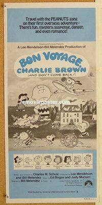 p128 BON VOYAGE CHARLIE BROWN Australian daybill movie poster '80 Schulz