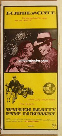 p129 BONNIE & CLYDE Australian daybill movie poster R70s Beatty, Dunaway