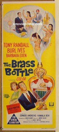 p140 BRASS BOTTLE Australian daybill movie poster '64 Tony Randall, Ives