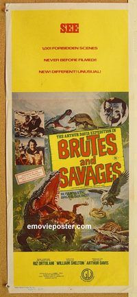 p151 BRUTES & SAVAGES Australian daybill movie poster '77 wild image!