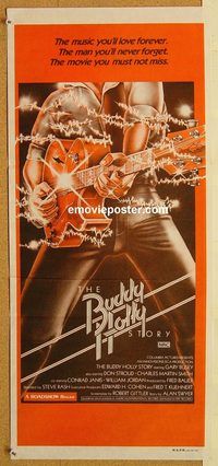 p154 BUDDY HOLLY STORY Australian daybill movie poster '78 Gary Busey