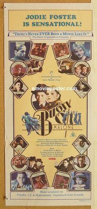 p157 BUGSY MALONE Australian daybill movie poster '76 Jodie Foster, Baio