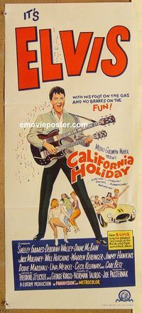 p966 SPINOUT Australian daybill movie poster '66 Elvis, rock 'n' roll!