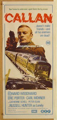p172 CALLAN Australian daybill movie poster '74 Edward Woodward, English!