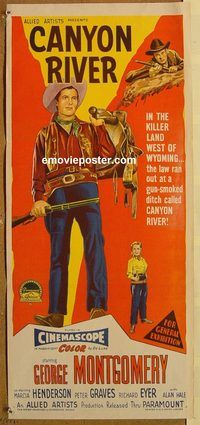 p177 CANYON RIVER Australian daybill movie poster '56 George Montgomery