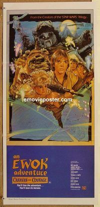 p183 CARAVAN OF COURAGE Australian daybill movie poster '84 Ewok adventure!