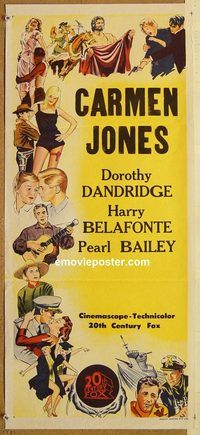 p184 20TH CENTURY FOX stock Aust daybill 1950s Belafonte, Dandridge, Carmen Jones