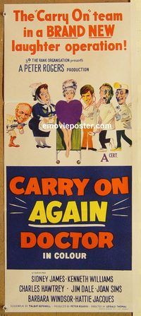 p188 CARRY ON AGAIN DOCTOR Australian daybill movie poster '69 English sex!