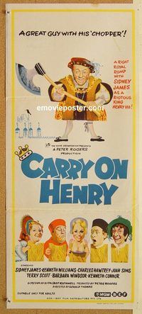 p190 CARRY ON HENRY VIII Australian daybill movie poster '72 English sex!