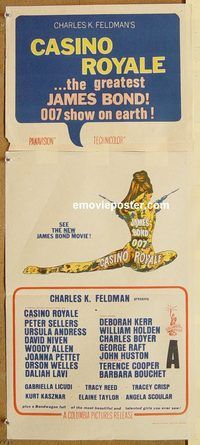 p195 CASINO ROYALE Australian daybill movie poster '67 Bond spy spoof!