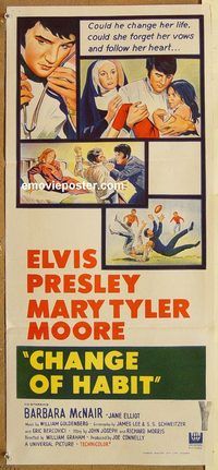 p202 CHANGE OF HABIT Australian daybill movie poster '69 Elvis Presley