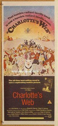 p204 CHARLOTTE'S WEB Australian daybill movie poster '73 animated classic!