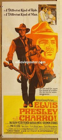 p205 CHARRO Australian daybill movie poster '69 Elvis Presley, Ina Balin