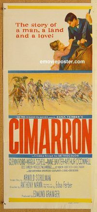 p216 CIMARRON Australian daybill movie poster '60 Anthony Mann,Glenn Ford