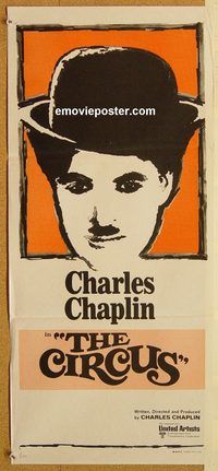 p222 CIRCUS Australian daybill movie poster R70s Charlie Chaplin classic!