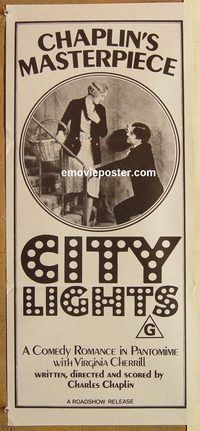 p224 CITY LIGHTS Australian daybill movie poster R72 Charlie Chaplin boxing!