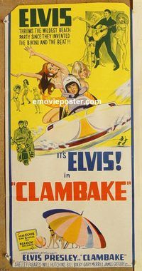 p225 CLAMBAKE Australian daybill movie poster '67 Elvis Presley, rock!