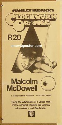 p232 CLOCKWORK ORANGE New Zealand daybill movie poster '72 Kubrick
