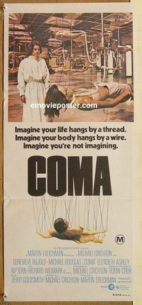 p235 COMA Australian daybill movie poster '77 Genevieve Bujold, Douglas