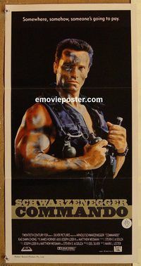 p238 COMMANDO Australian daybill movie poster '85 Arnold Schwarzenegger